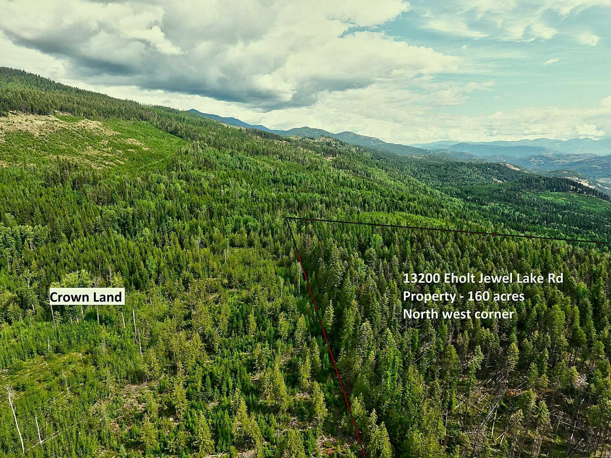160 Off-grid acres with south-eastern exposure, creek, 2 drilled wells, and spring. Located between Greenwood and Grand Forks; minutes from Jewel Lake. No zoning. Subdividable. 4