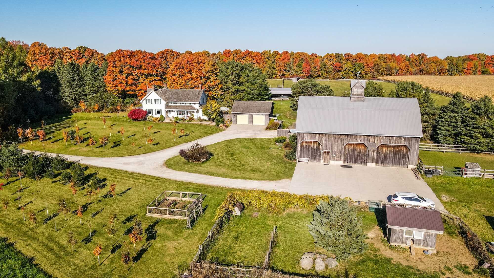 Charming Century Home on over 95 acres. The home has undergone extensive renovations along with the addition of an inground pool and landscaping. Full barn with an apartment, chicken coop for fresh eggs, horse run-ins and over 40 acres of farm land. 5